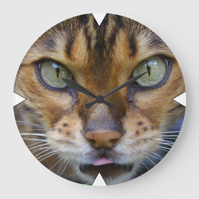 Vacker Bengal Cat Stor Klocka (Framsida)