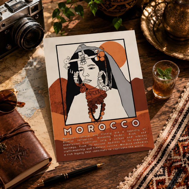 Vacker Berberkvinna från Marrakech Marocko Vykort (Morocco's Postcard. )