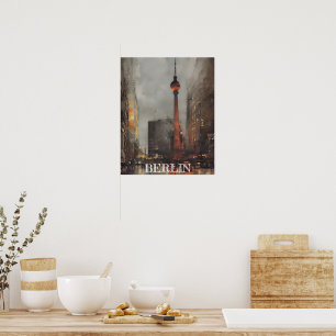 Vacker Berlin Alexanderplatz Illustration Poster
