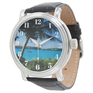 Vacker Bermuda Boat och Tropical Beach Gift Armbandsur