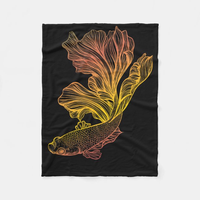 Vacker Betta Fisk Kamp Siamese Halvmåne Gif Fleecefilt (Framsidan)