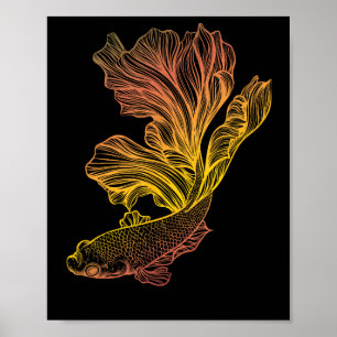 Vacker Betta Fisk Kamp Siamese Halvmåne Gif Poster