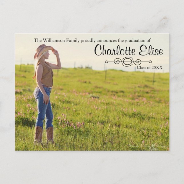 Vacker bild med flourish - examenskort meddelande vykort (Framsida)