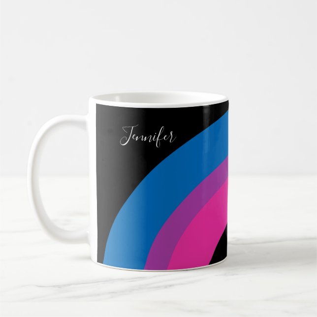 Vacker Bisexual Pride Flagga Cute Monogram Kaffemugg (Vänster)
