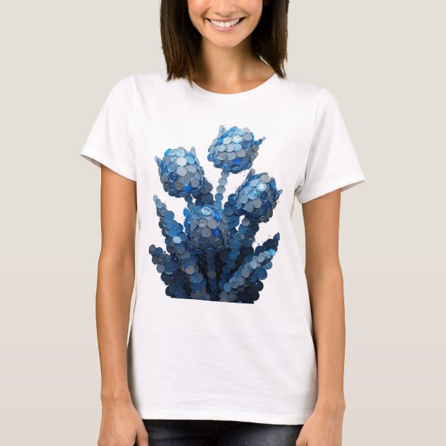 Vacker blå ABSTRAKT KONSTUtsikts Design T Shirt (Framsida)