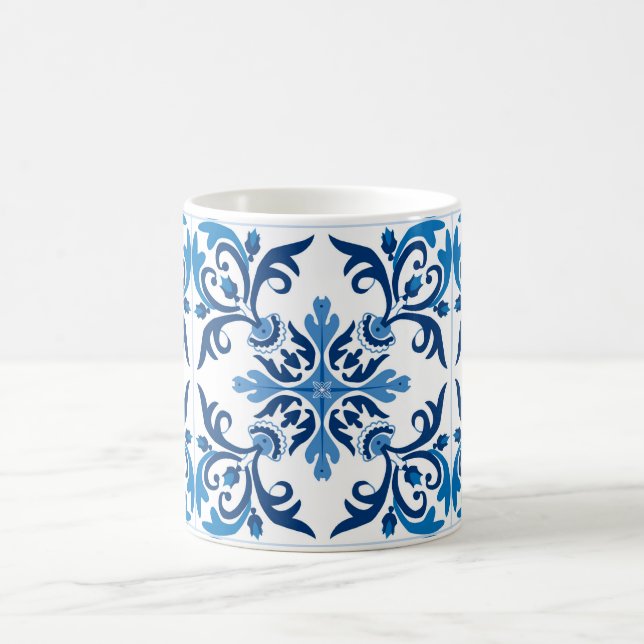 💙 Vacker blå Azulejos II XXL plattor Kaffe Mugg (Center)