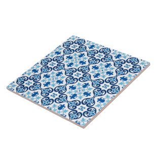 💙 Vacker blå Azulejos III liten mönster Cera Kakelplatta