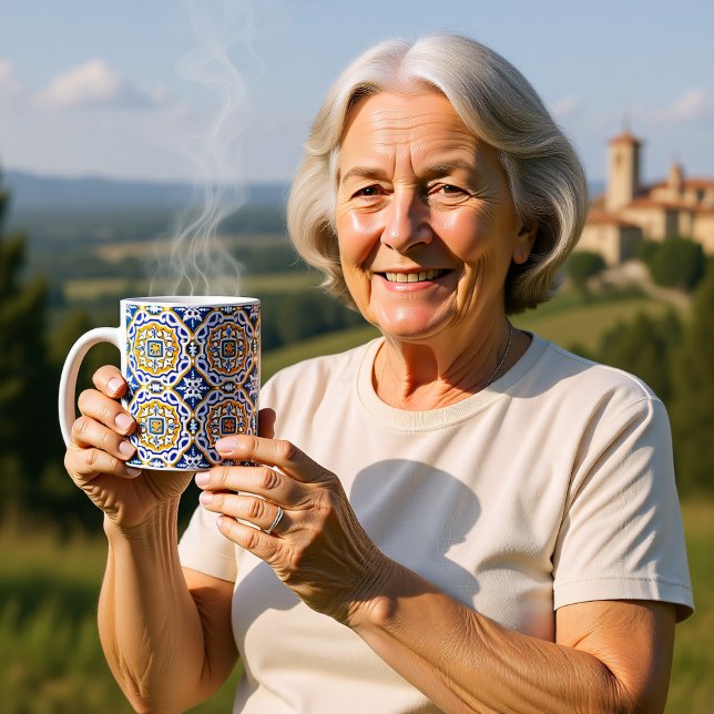 💙 Vacker blå Azulejos IV  Kaffemugg ( Beautiful blue Azulejos Small tile Coffee Mug)