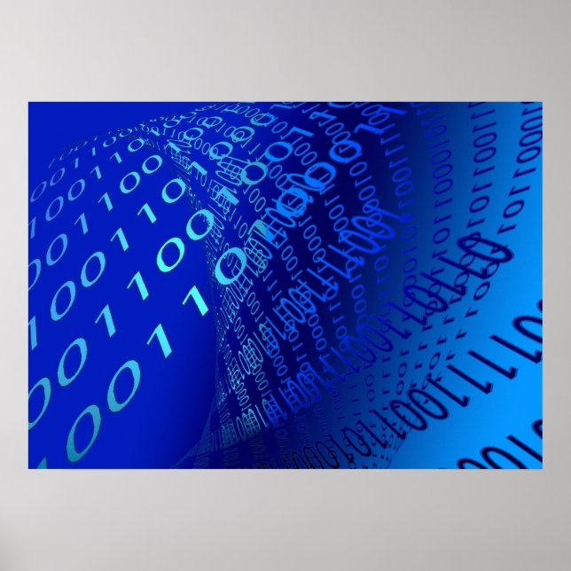 Vacker blå binary poster (Framsidan)