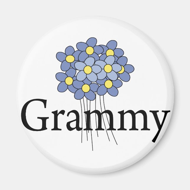 Vacker blå blom Grammy T-shirt Magnet (Framsidan)