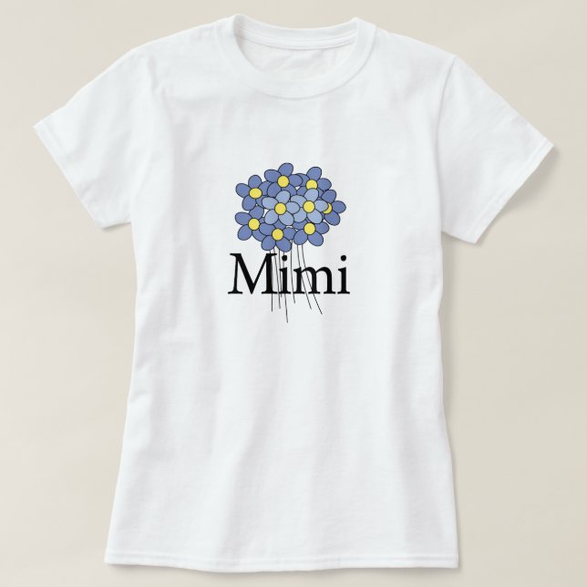 Vacker blå blom Mimi t-shirt (Design framsida)