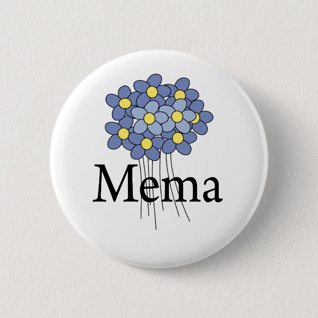 Vacker blå blom Mormor t-shirt Knapp (Framsida)