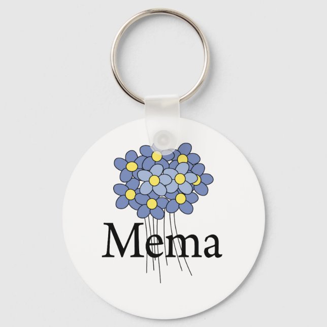 Vacker blå blom Mormor t-shirt Nyckelring (Framsida)