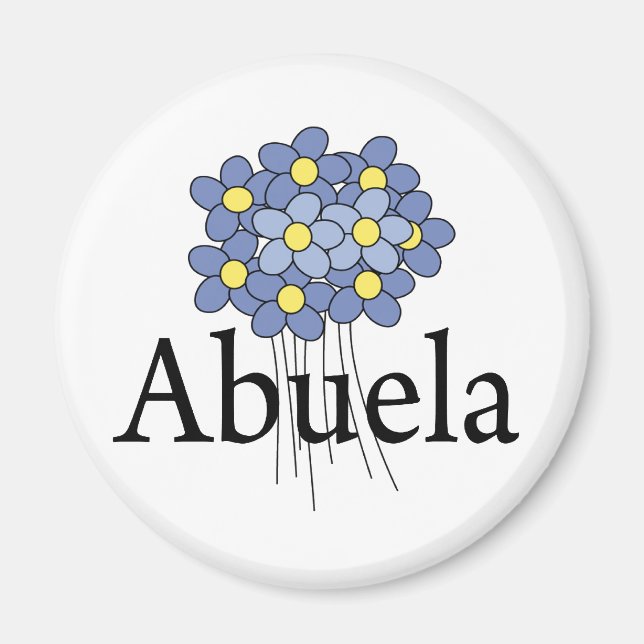 Vacker Blå Blomma Abuela T-shirt Magnet (Framsidan)