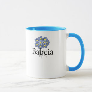 Vacker Blå Blomma Babcia T-shirt Mugg