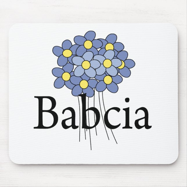 Vacker Blå Blomma Babcia T-shirt Musmatta (Framsidan)