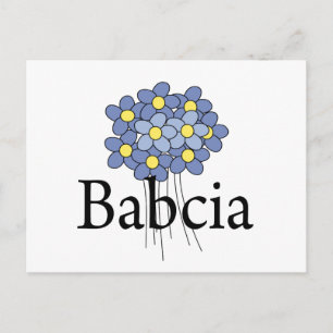 Vacker Blå Blomma Babcia T-shirt Vykort