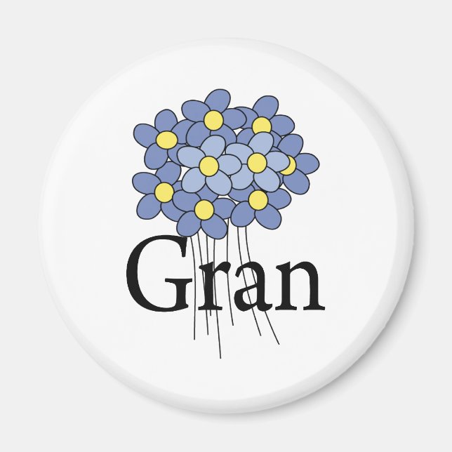 Vacker Blå Blomma Gran T-shirt Magnet (Framsidan)
