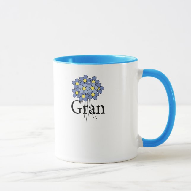 Vacker Blå Blomma Gran T-shirt Mugg (Höger)