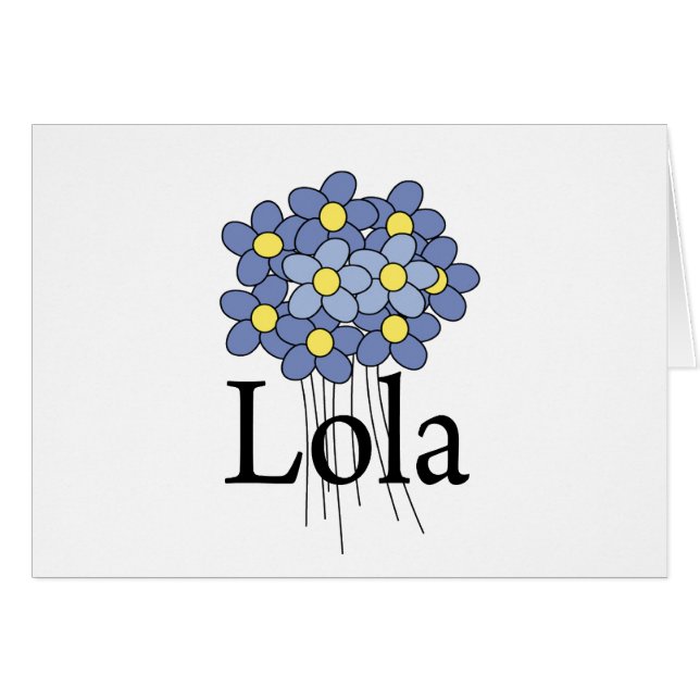 Vacker blå blomma Lola T-shirt Hälsningskort (Framsidan Horizontal)