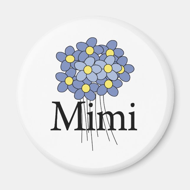 Vacker blå blomma Mimi T-shirt Magnet (Framsidan)