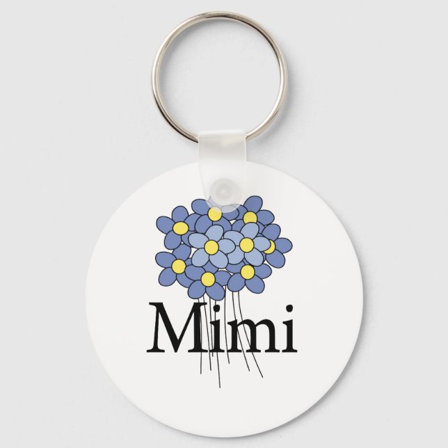 Vacker blå blomma Mimi T-shirt Nyckelring (Framsida)