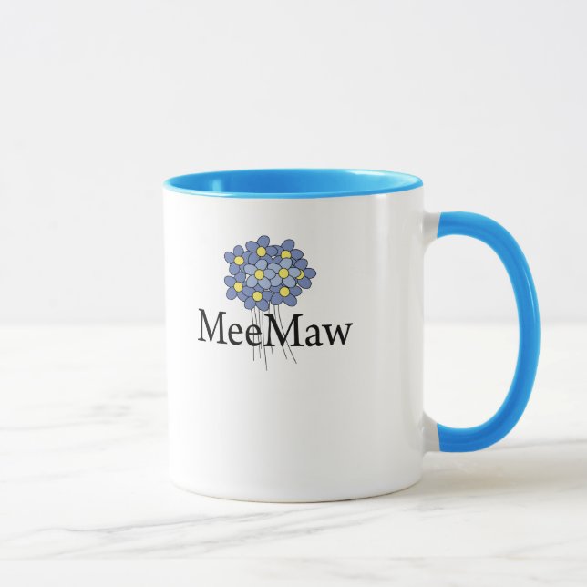 Vacker blå blomma Mormor t-shirt Mugg (Höger)