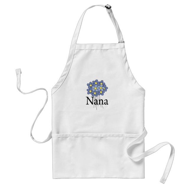 Vacker blå blomma Nana T-shirt Förkläde (Framsidan)