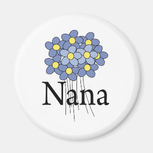 Vacker blå blomma Nana T-shirt Magnet