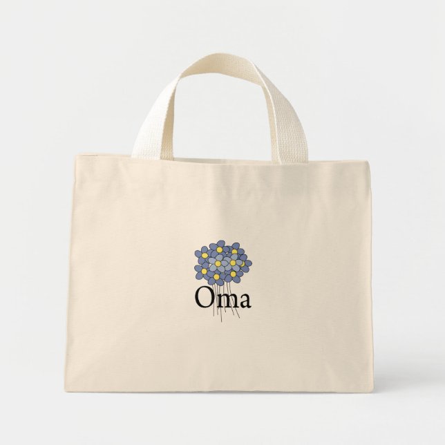 Vacker Blå Blomma Oma T-shirt Mini Tygkasse (Framsidan)