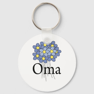 Vacker Blå Blomma Oma T-shirt Nyckelring