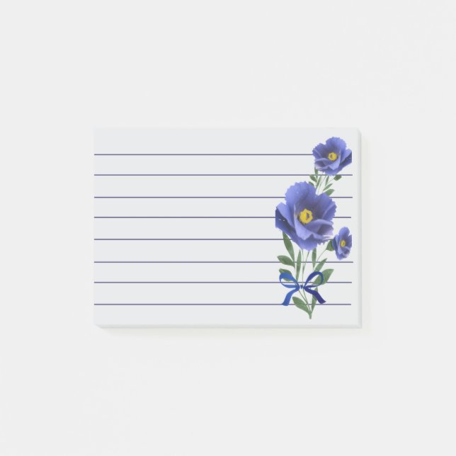 Vacker blå blomma  post-it block (Framsida)