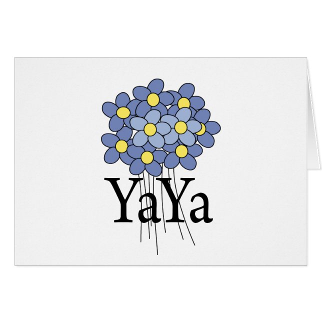 Vacker Blå Blomma YaYa T-shirt Hälsningskort (Framsidan Horizontal)