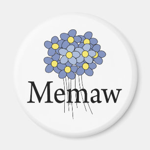 Vacker blå blommemaw T-shirt Magnet