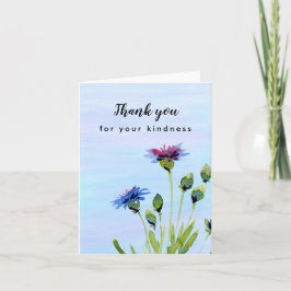 Vacker Blå Blommig Tom Insida Tack För Greeting Kort