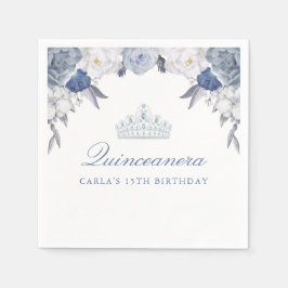 Vacker blå Blommigt Quinceanera Pappersservett