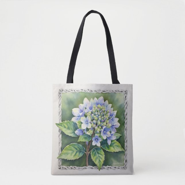 Vacker blå blomning tygkasse (Framsida)