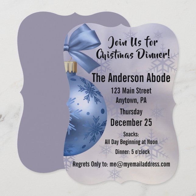 Vacker blå Bobble-prydnad på ett Silke-band i Inbjudningar (Fram/baksida)