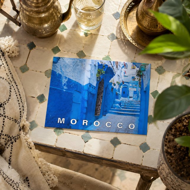 Vacker Blå Chefchaouen Marockansk Arkitektur Vykort (Skapare uppladdad)