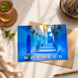Vacker Blå Chefchaouen Marockansk Arkitektur Vykort