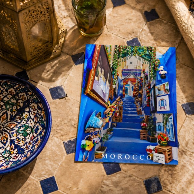 Vacker Blå Chefchaouen Marockansk Arkitektur Vykort (Skapare uppladdad)