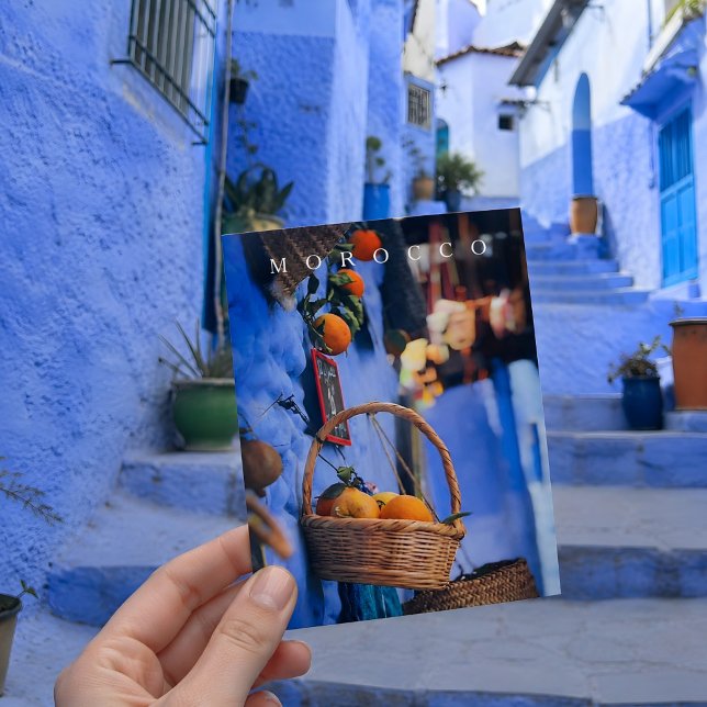 Vacker Blå Chefchaouen Marocko Medina Gator Vykort (Morocco's Chefchaouen postcard. )