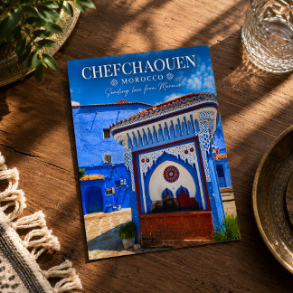 Vacker Blå Chefchaouen Marocko Medina-gator Vykort