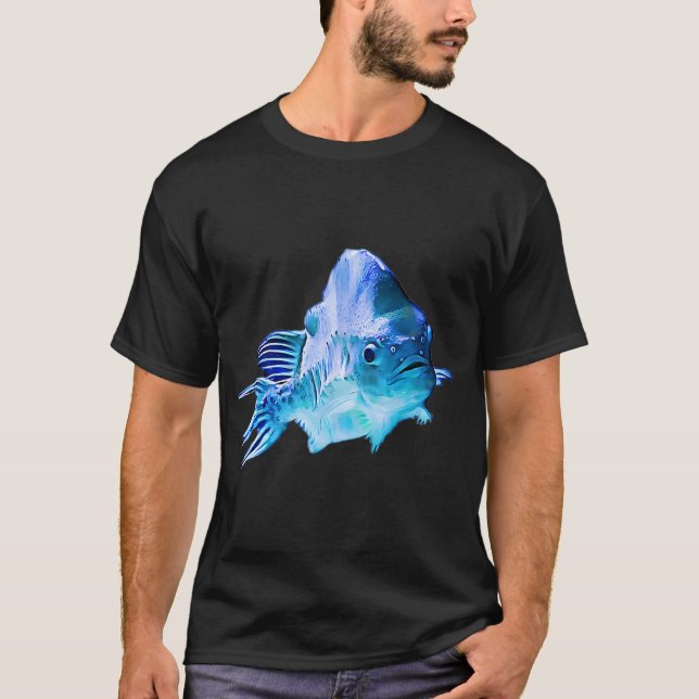 Vacker blå fisk t shirt (Framsida)