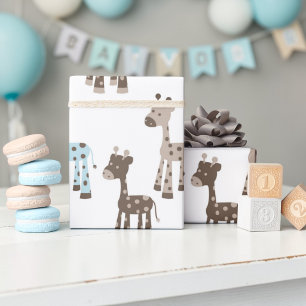 Vacker Blå Giraff Baby Mönster Presentpapper