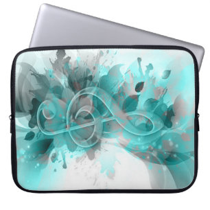 Vacker blå grått coola stäng blommor löv laptop sleeve
