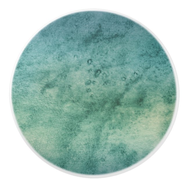 Vacker blå Grön Akvamarinfärgad Vattenfärg Tie-Dye Knopp (Framsidan)