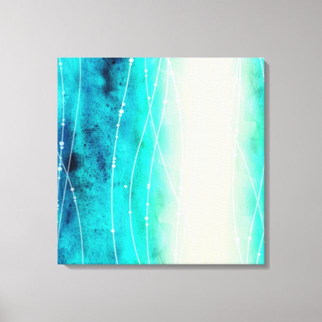 Vacker blå grönt målat havs-kanvastryck canvastryck (Framsida)