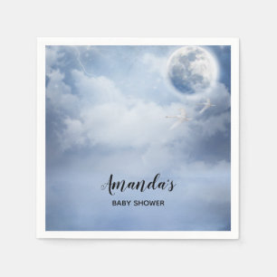 Vacker blå himmel med flygande svanar Baby Shower Pappersservett