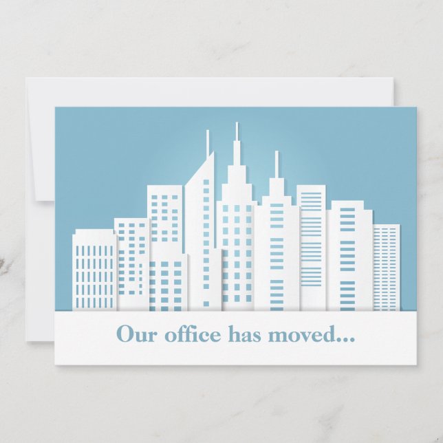 Vacker blå horisont affärsadressändring meddelande (Framsida)